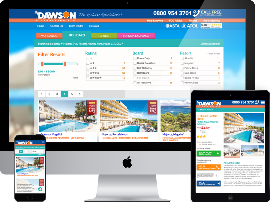 Holiday booking website and search aggregator