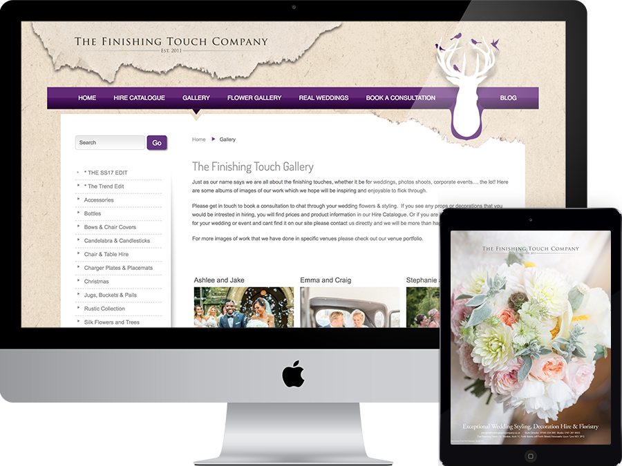 Wedding supplier website designed by tr10.com that is accessible on all digital platforms including mobile devices