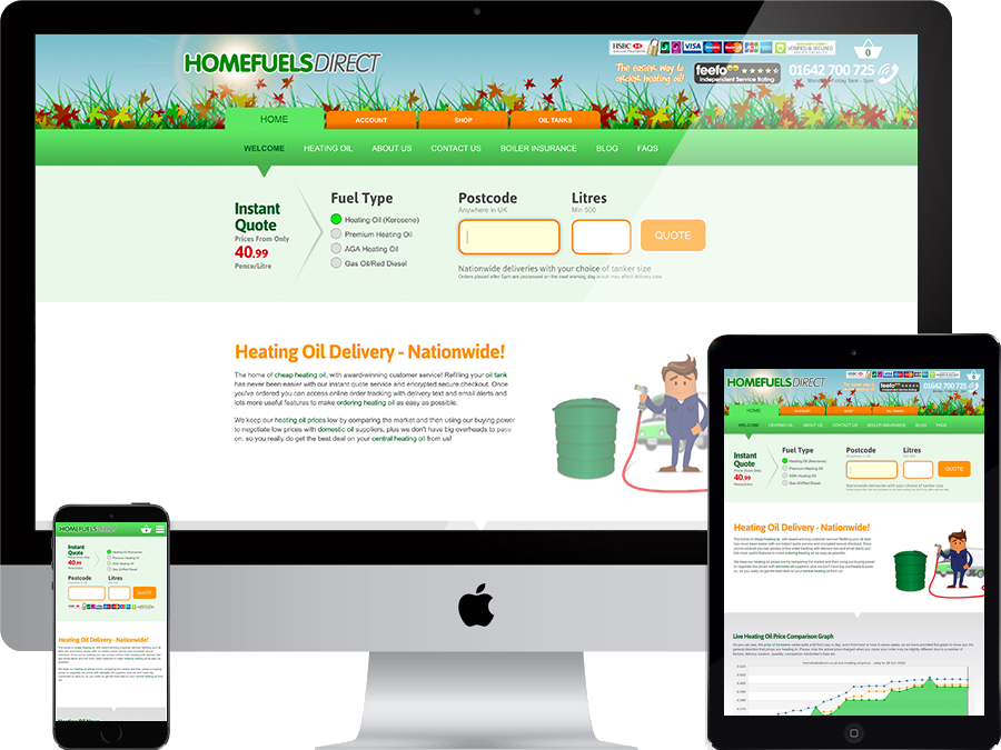 Heating oil delivery website designed by tr10.com that is accessible on all digital platforms including mobile devices
